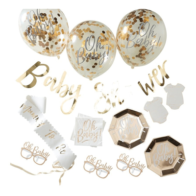 Baby Shower Oh Baby Dekorationsset Guld