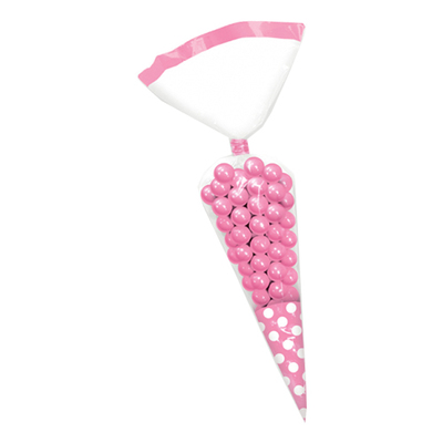 Cellofanpåsar Polka Dot Ljusrosa - 10-pack