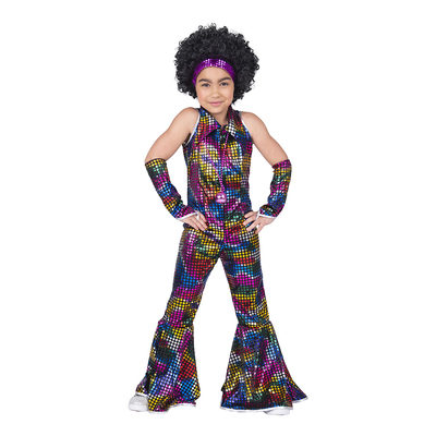 Disco Regnbåge Jumpsuit Barn Maskeraddräkt - Medium