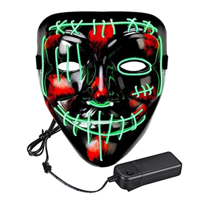 El Wire Purge 2 LED Mask - Ljusgrön