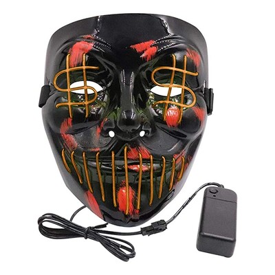 El Wire Purge Dollarsign LED Mask - Orange