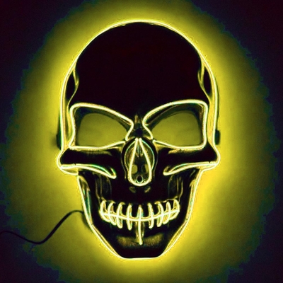 El Wire Skull LED Mask - Gul