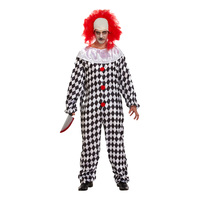 Läskig Clown med Peruk Maskeraddräkt - One size