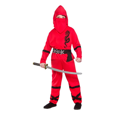 Ninja Röd Barn Maskeraddräkt - Medium