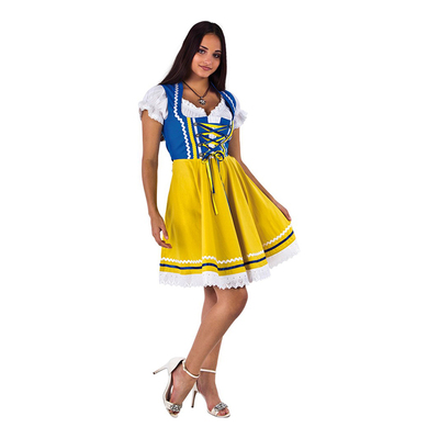 Oktoberfest Dirndl Blå/Gul Maskeraddräkt - 36