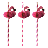 Papperssugrör Flamingos - 50-pack