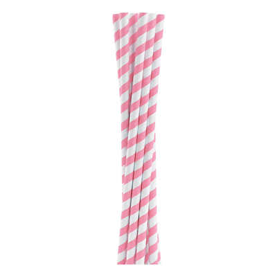 Papperssugrör Shake Rosa Randiga - 10-pack