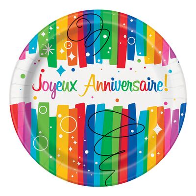 Papperstallrikar Joyeux Anniversaire - 8-pack