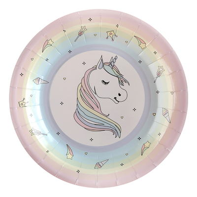 Papperstallrikar Unicorn Pastell - 10-pack