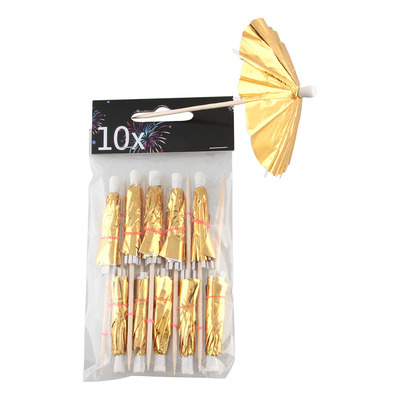 Partyparasoll Guld Metallic - 10-pack