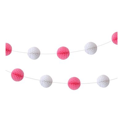 Pom-Pom Girlang Rosa/Vit - 250 cm