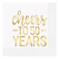 Servetter Cheers to 50 Years Guld - 16-pack