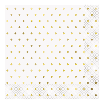 Servetter Guld Polka Dot - 16-pack