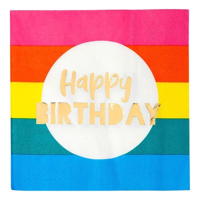 Servetter Rainbow Happy Birthday - 16-pack