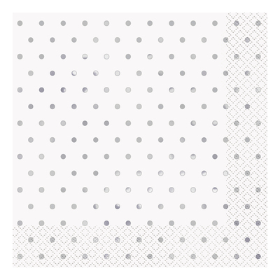 Servetter Silver Polka Dot - 16-pack