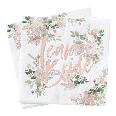 Servetter Team Bride Blommor - 16-pack