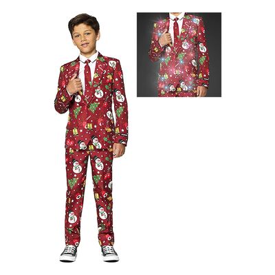 Suitmeister Boys Christmas Red Icons Light Up Kostym - 110/116