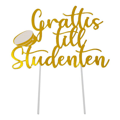 Tårtdekoration Grattis Till Studenten Guld