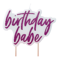 Tårtljus Birthday Babe Hot Pink/Glitter - 1-pack